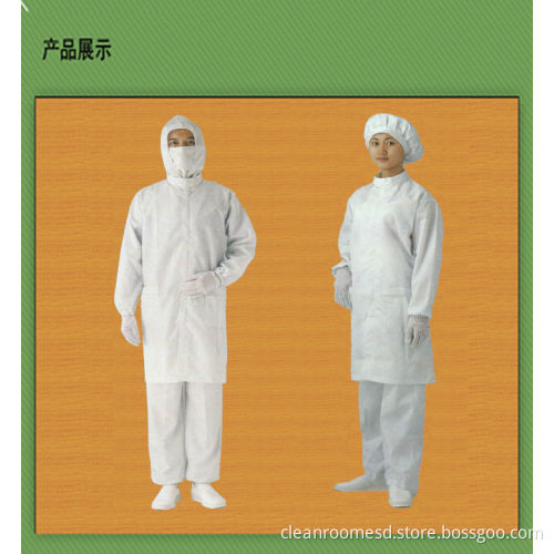 10^6ohm/sqm White Anti Static Clean Room Garments Smock For Pharmaceutical Industries